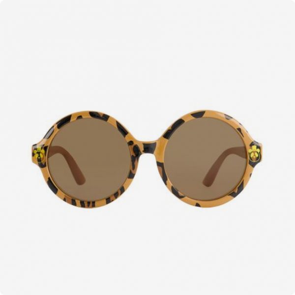 Leopard-print round sunglasses